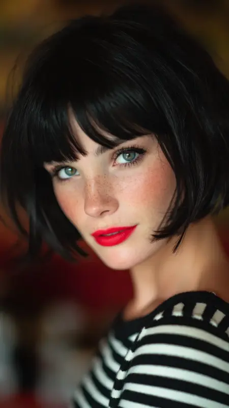 Feathered Bob with Blunt Bangs - Feathered Bob Hairstyles