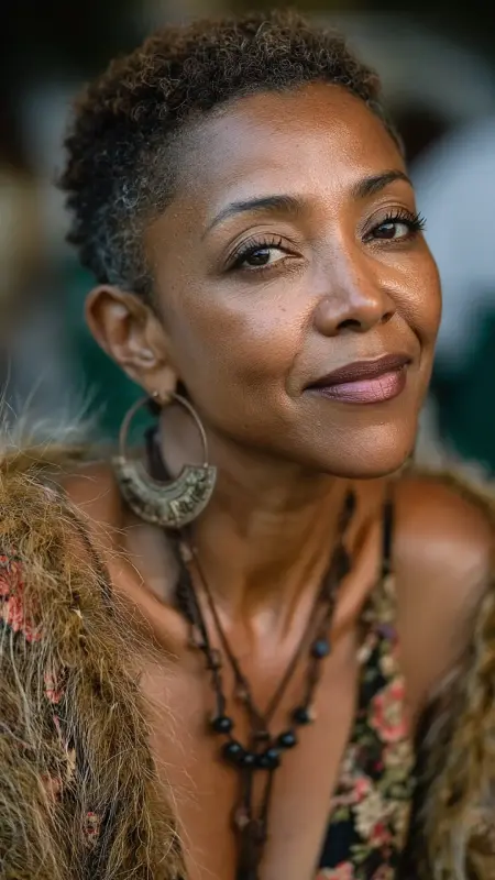 Feathered Crop - Short Haircuts For Black Women Over 50
