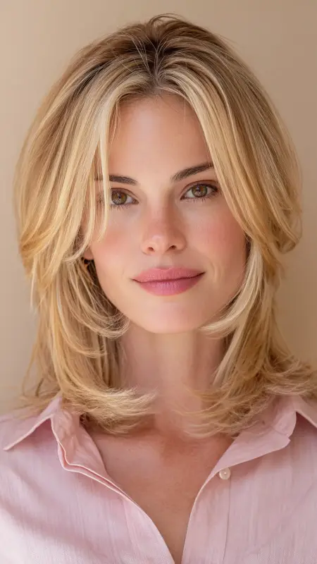 Feathered Flip - Shoulder Length Haircuts For Older Women