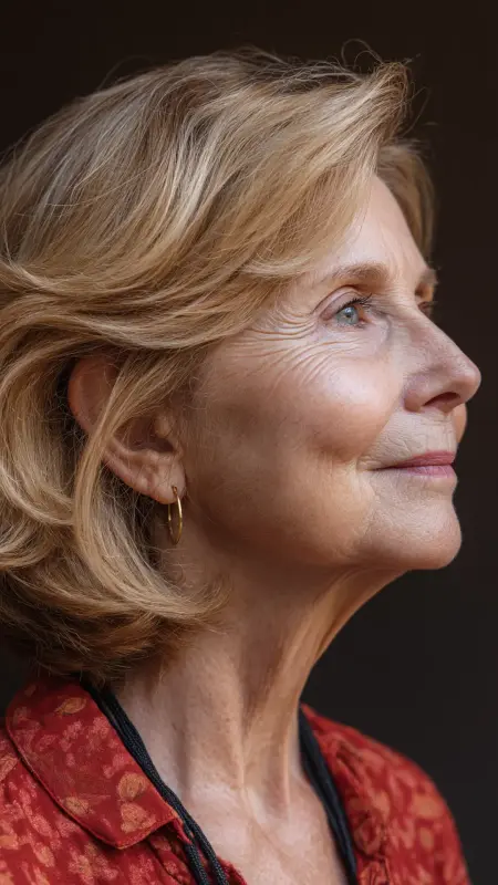 Feathered Layers with Side Part - Hairstyles for women over 70 with fine hair