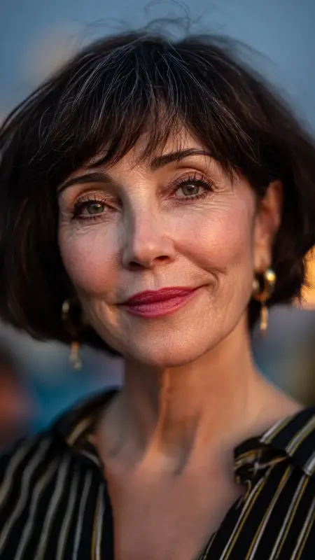French Bob with Soft Baby Bangs - hairstyles for women over 70 with bangs
