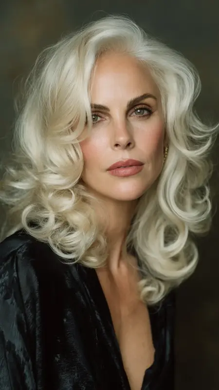 Glamorous Hollywood Waves - Long Haircuts For Women Over 40