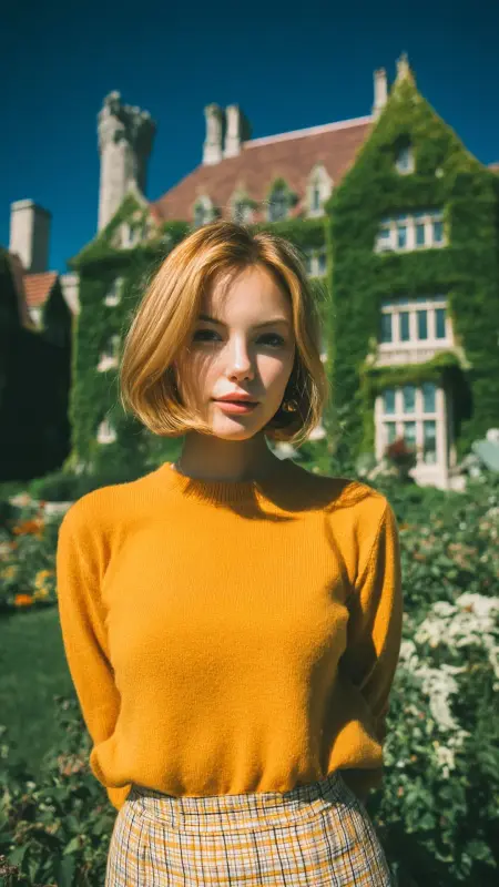 Golden Blonde Bob with Natural Roots - Hair color for college students