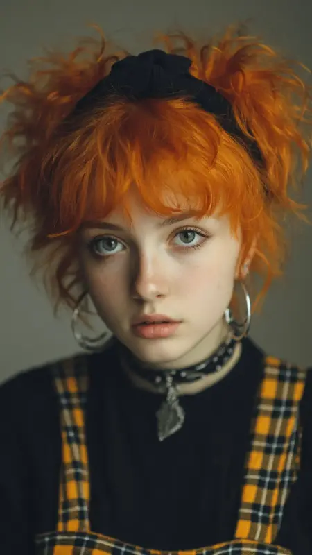 Blaze of Glory: The Wavy Orange Grunge Look - Grunge Hairstyles