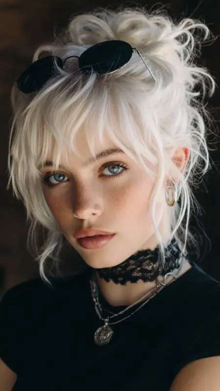 Edgy Elegance: The Platinum Punk Updo - Grunge Hairstyles
