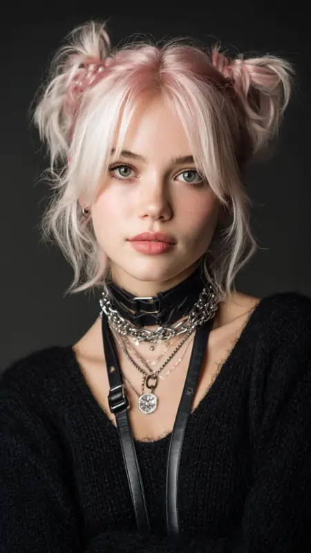 Pastel Riot: The Double Bun Rebellion - Grunge Hairstyles
