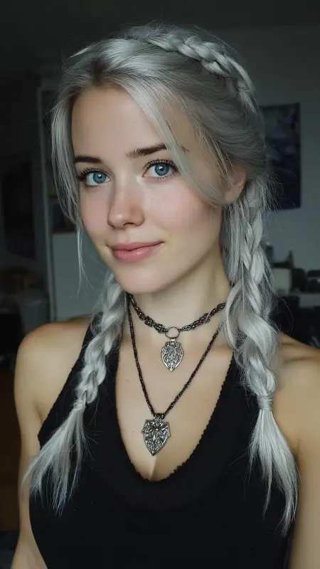 Iridescent Grunge: Platinum Braids with Attitude - Grunge Hairstyles