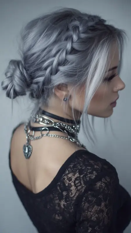Rebel Chic: The Silver Wave Updo That Dares - Grunge Hairstyles