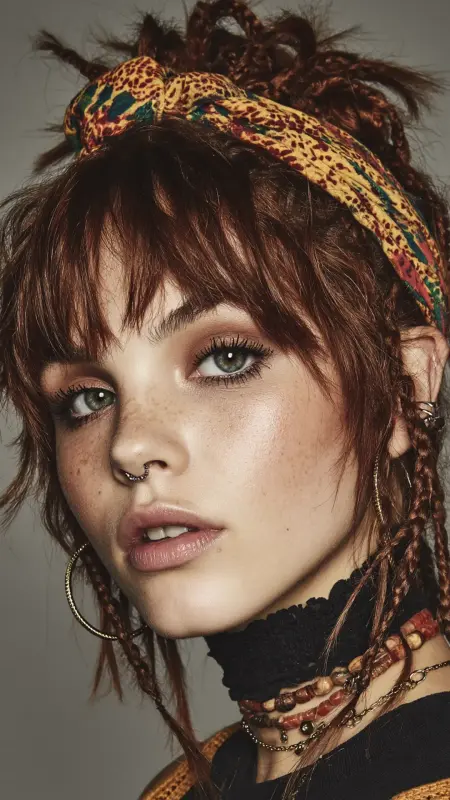 Fiery Bob with Playfully Textured Bangs - Grunge Hairstyles