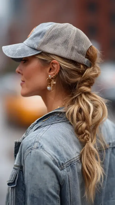 Hidden Top Braid - Trucker Hat Hairstyles