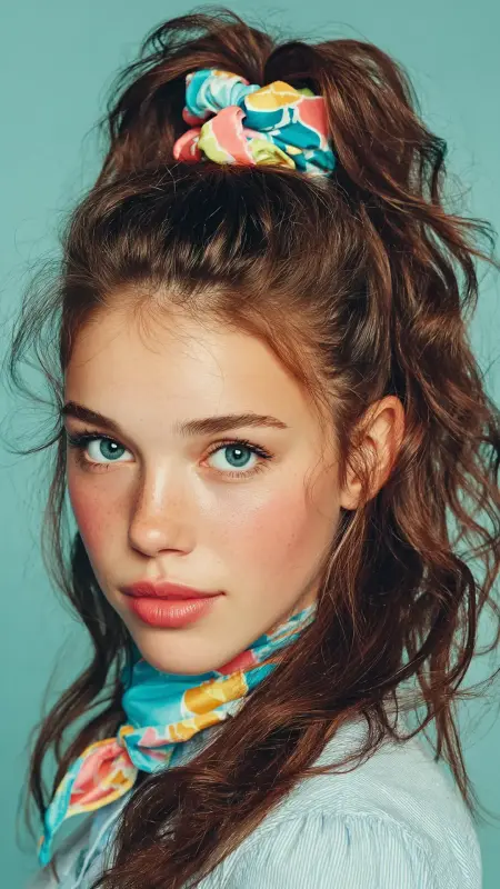 High Half-Up Pony with Scrunchie - Y2k haircuts
