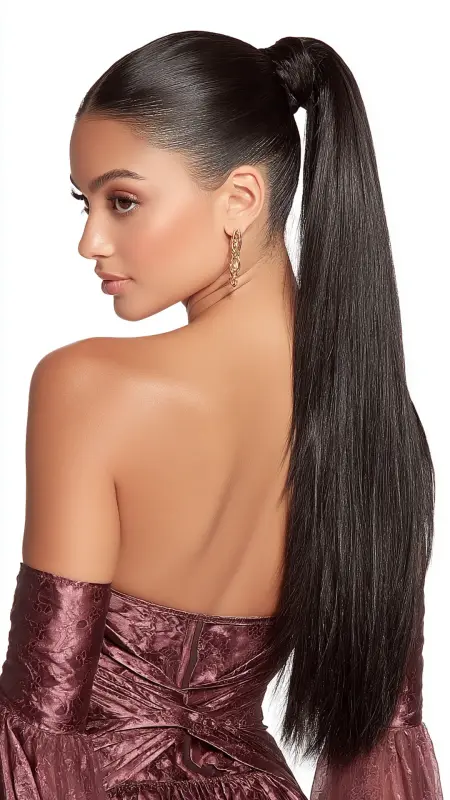 Jet Black Sleek Ponytail - Low maintenance hair color