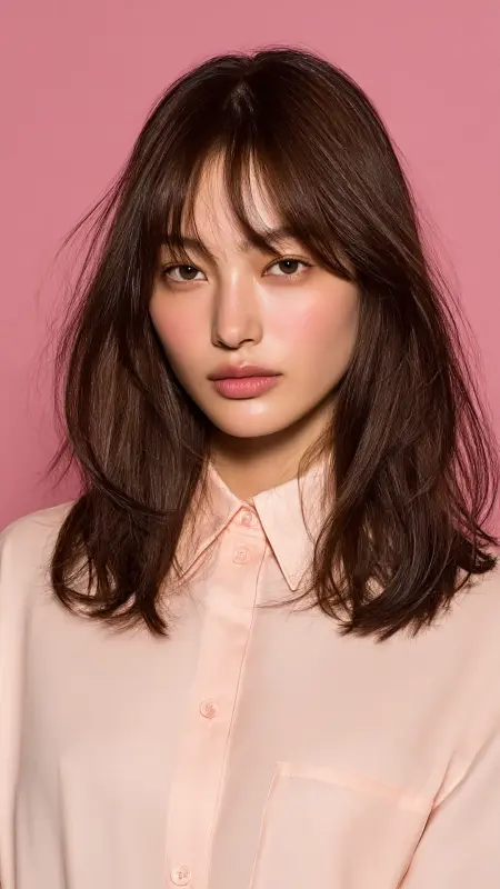 Korean-Inspired Blowout with Wispy Curtain Bangs - Blowout with curtain bangs