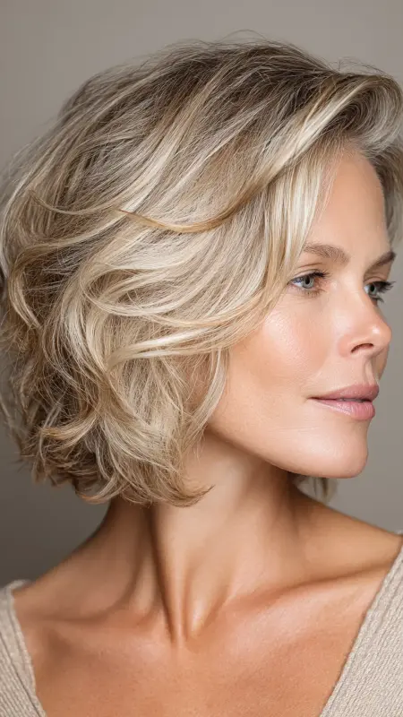 Layered Bob with Crown Volume - bob haircuts for women over 60 with fine hair
