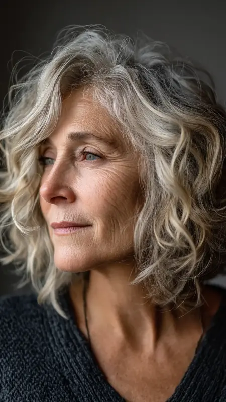 Layered Bob with Soft Waves - Shoulder Length Haircuts For Women Over 60