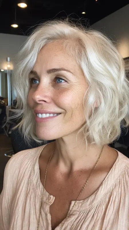 Layered Bob with Soft Waves - Shoulder Length Hairstyles For Women Over 60