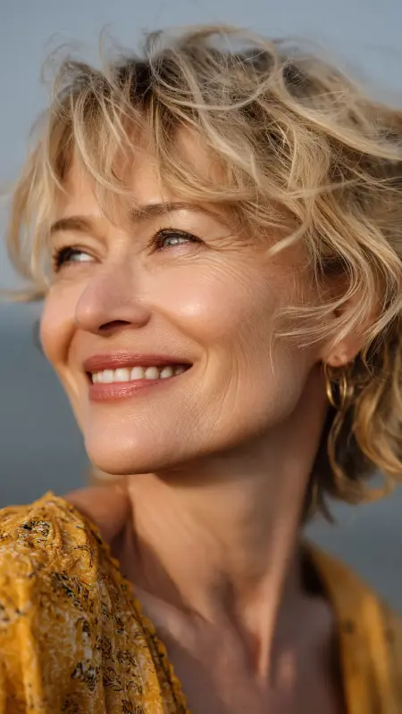 Layered Collarbone Cut with Flicked Ends - Hairstyles for women over 70 with fine hair