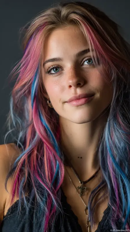 Layered Cut with Colorful Streaks - Y2k haircuts