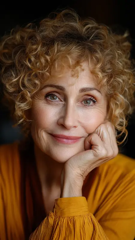 Layered Cut with Defined Curls - Medium length hair with layers over 60 older women