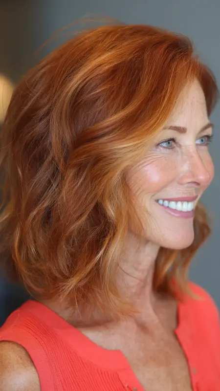 Layered Mid-Length Cut with Face-Framing Highlights - Medium length hair with layers over 60 older women