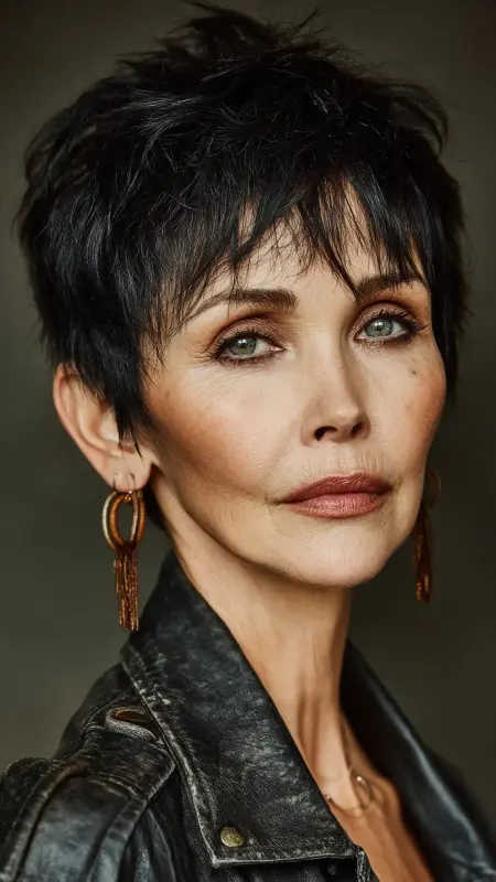 Layered Pixie with Long Bangs - Pixie Cut Hairstyles For Older Women