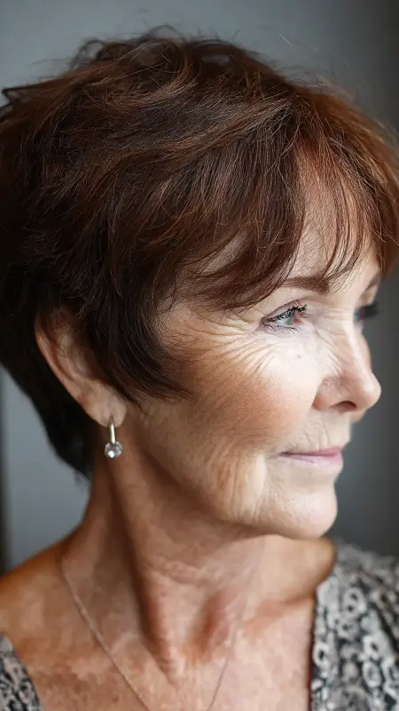 Layered Pixie with Soft Bangs - Pixie hairstyles for older women over 60