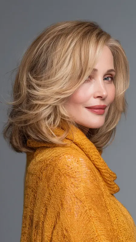 Layered Shoulder-Length Cut with Flip-Out Ends - Sassy hair older women