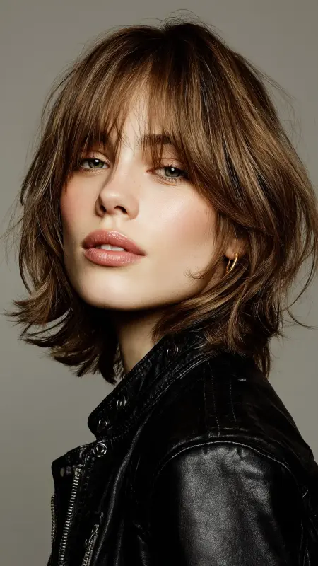 Long Bob with Baby Bangs - Haircuts for women over 50 with bangs