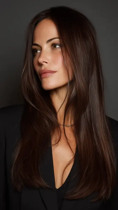 Long Hair with Deep Side Part - Long Haircuts For Women Over 40
