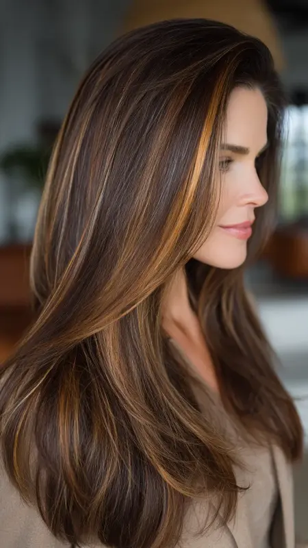 Long Hair with Peekaboo Highlights - Long Haircuts For Women Over 40