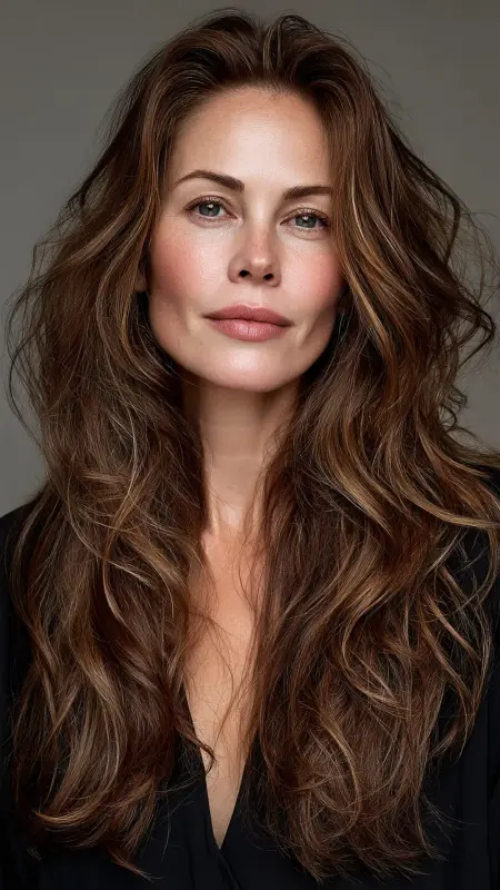 Long Hair with Subtle Waves - Long Haircuts For Women Over 40