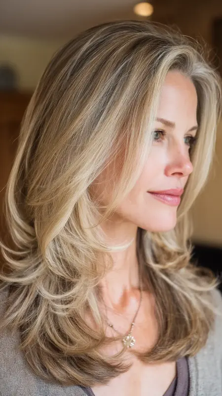 Long Layered Hair with Flip Ends - Long Haircuts For Women Over 40
