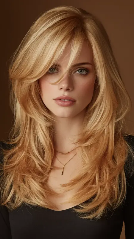 Long Layers with Side-Swept Bangs - Long Haircuts For Women Over 40