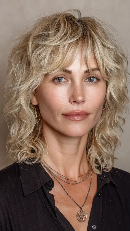 Long Shag with Curtain Bangs - Long Haircuts For Women Over 40