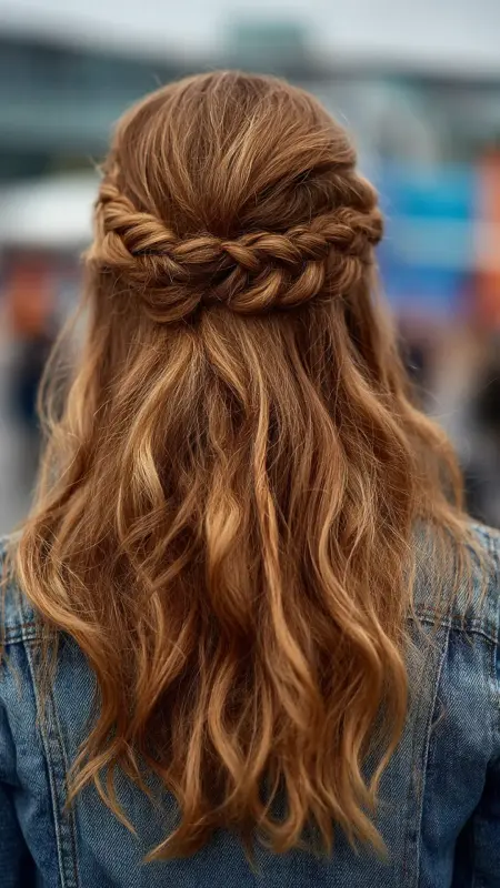 Loose Braided Crown - Cute Airport Hairstyles