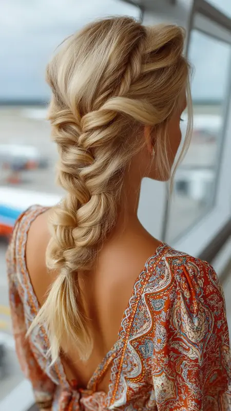 Loose Fishtail Braid - Cute Airport Hairstyles