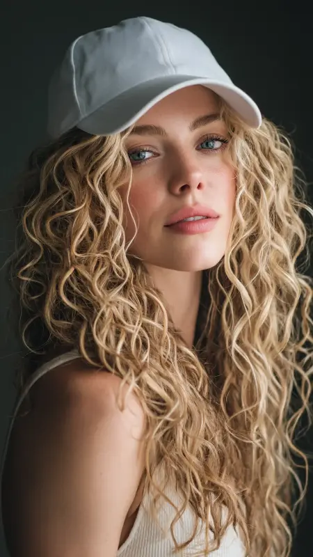 Loose Spiral Curls Trucker Hat - Trucker Hat Hairstyles