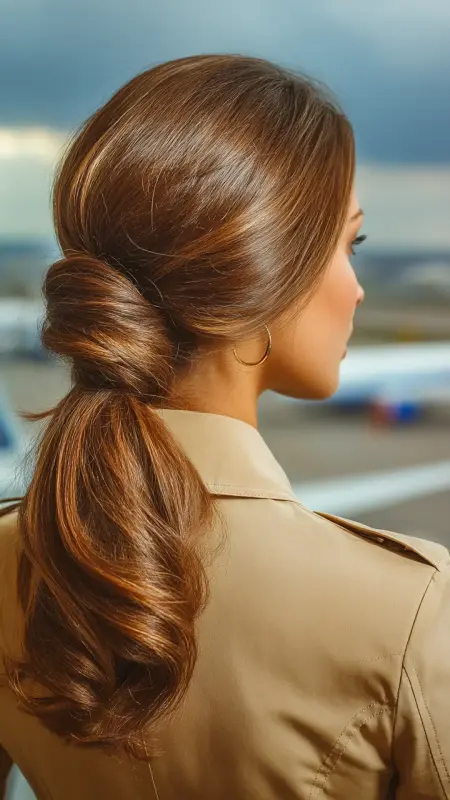 Low Bubble Ponytail Prompt Idea 6 - Cute Airport Hairstyles