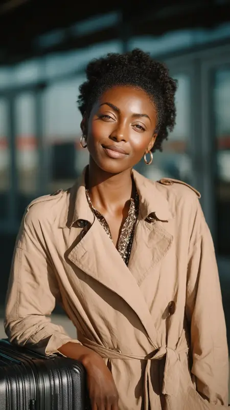 Low Puff with Defined Edges - Airport Hairstyles for Curly Hair