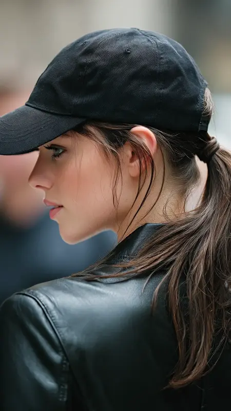 Low Sleek Ponytail Trucker Hat - Trucker Hat Hairstyles