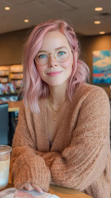 Mauve Pink Gradient on Shoulder-Length Layers - Hair color for college students