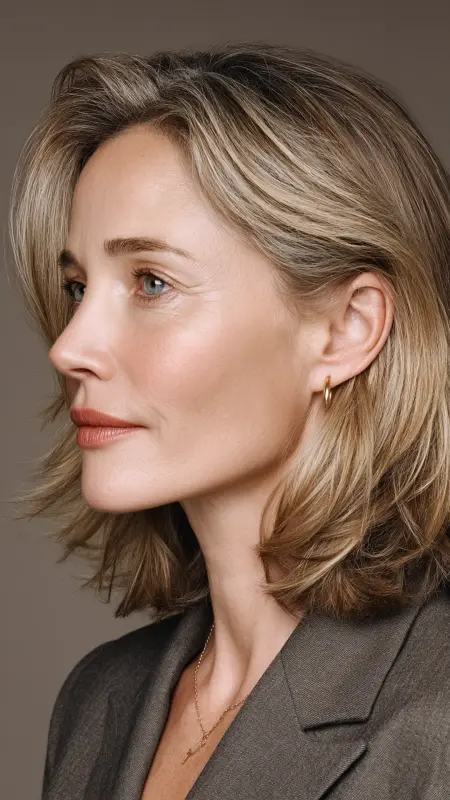 Medium Layered Cut with Tapered Ends - Medium length hair with layers over 60 older women