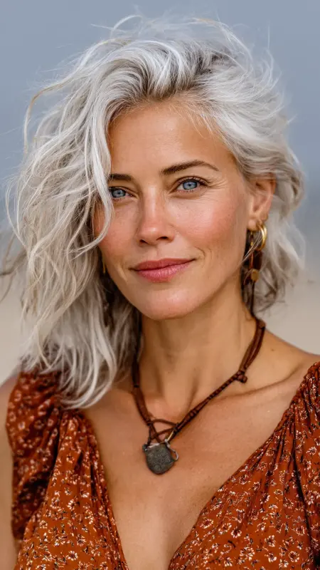 Medium-Length Beach Waves - medium length hair for women over 50