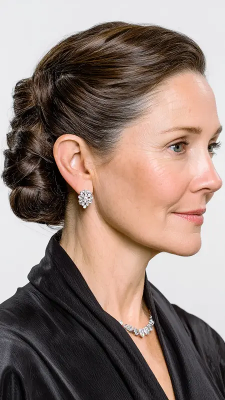 Medium-Length Sleek Updo - medium length hair for women over 50