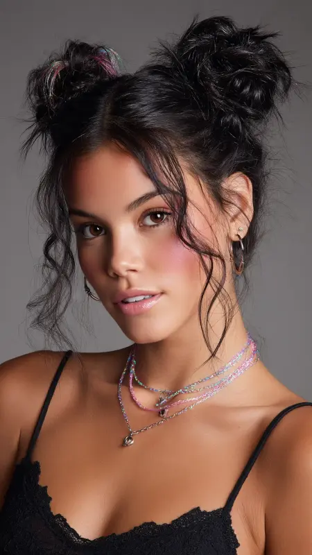Messy Buns with Spiky Ends - Y2k haircuts