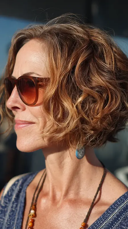 Messy Curly Bob - Short hairstyles for women over 60 with wavy hair