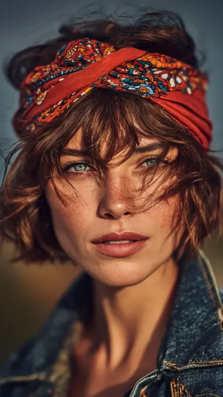 Messy Retro Bob with Headscarf - Retro bob hairstyles