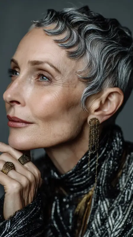 Metallic Silver Finger Waves -  silver hair color ideas 