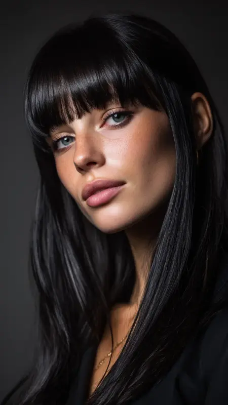 Micro Bangs with Long Hair - Y2k haircuts