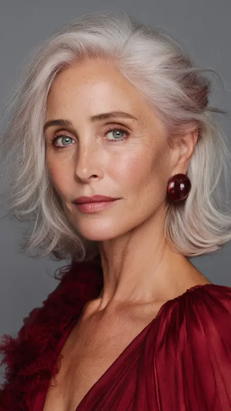 Mid-Length Layers with Sleek Blowout - Medium length hair with layers over 60 older women